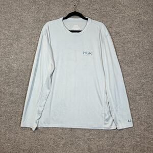 Huk Shirt Mens XL Blue Long Sleeve Tshirt Performance Fishing Stretch Casual